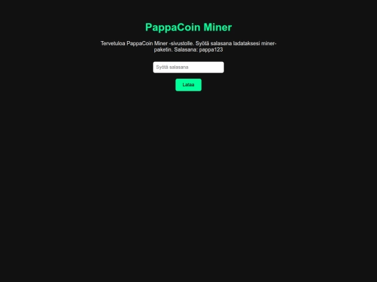 Pappacoinminer screenshot