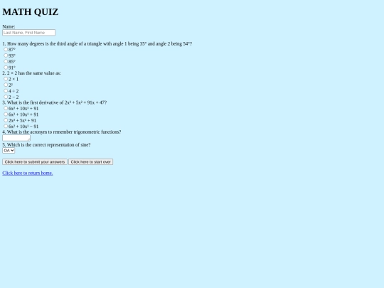 mathquiz screenshot
