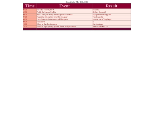 schedule screenshot