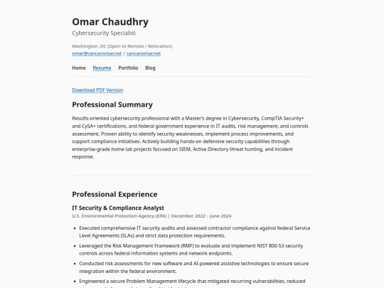 resume screenshot