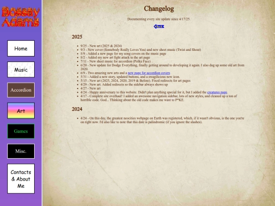 misc/pages/changelog screenshot