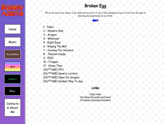 music/pages/brokenegg screenshot
