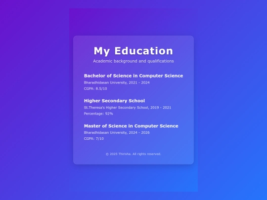 portfolio/education screenshot