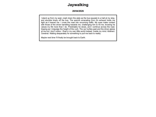 writing/jaywalking screenshot
