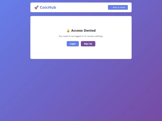 CoicHub/settings screenshot