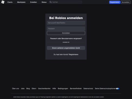 roblox login/www.roblox.com/de/login screenshot