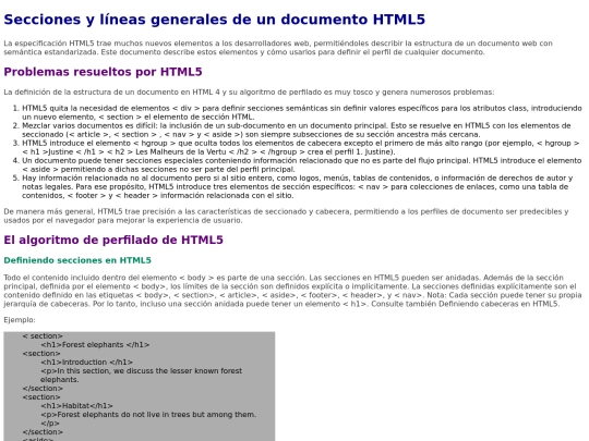 Entrega 1/secciones y lineas de un documento HTML5 screenshot