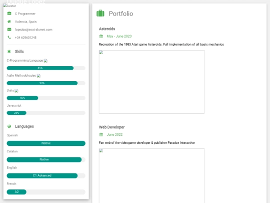 Pages/cv screenshot