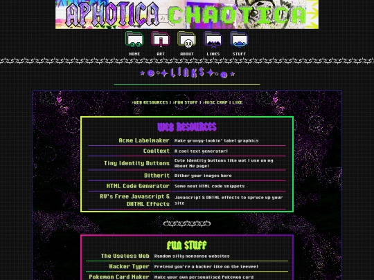 links screenshot