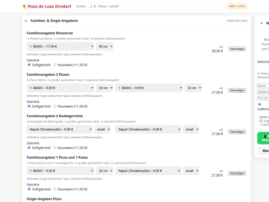 pizzaDeluxeBestellung screenshot