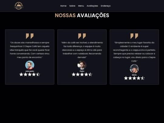 pages/avaliações screenshot