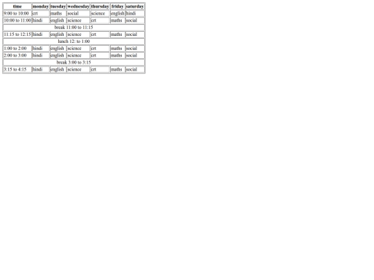 timetable screenshot