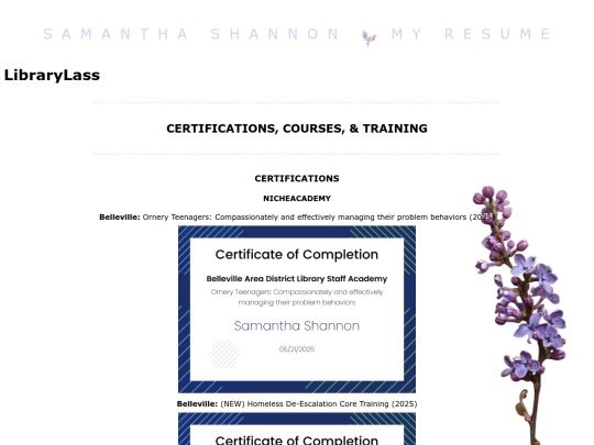 trainings screenshot