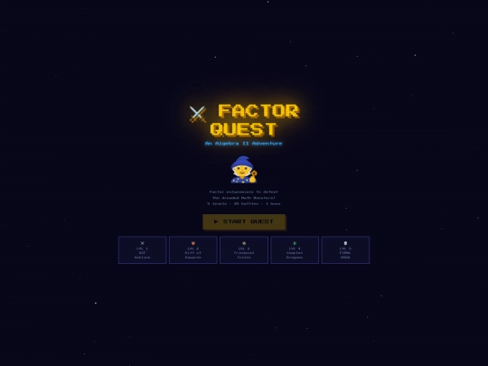 Algebra2/factoringgame screenshot