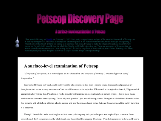 petscop_essay screenshot