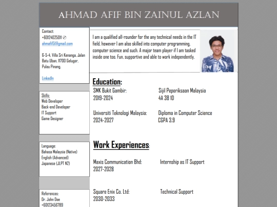 AFIF RESUME LAB SKILL-1 screenshot