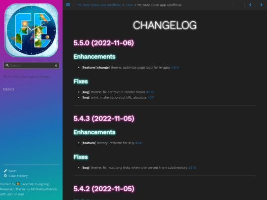 shiny/changelog screenshot