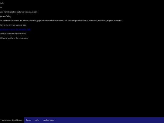 versions screenshot