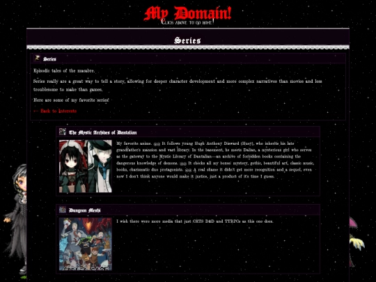 interests/series screenshot