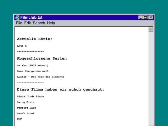Vorlage Server/filmclub screenshot