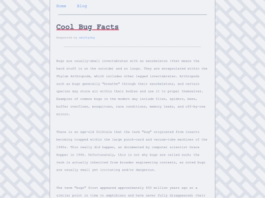 blog/coolbugfacts screenshot