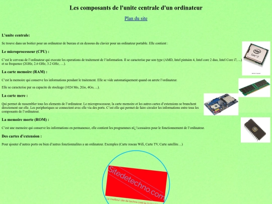 Les composants de l'Unitée centrale screenshot