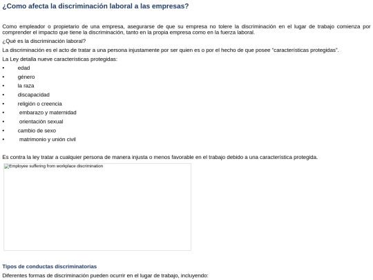Como afecta la discriminación laboral a las empresas screenshot