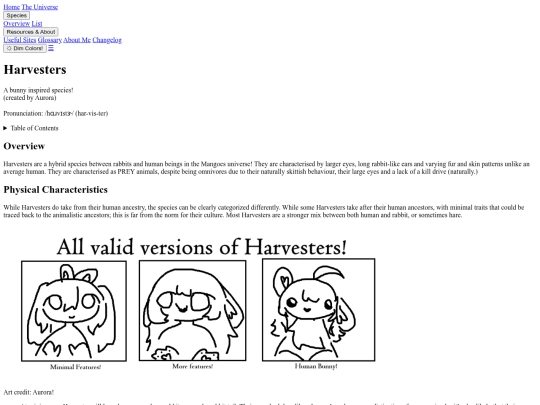 species/harvesters screenshot