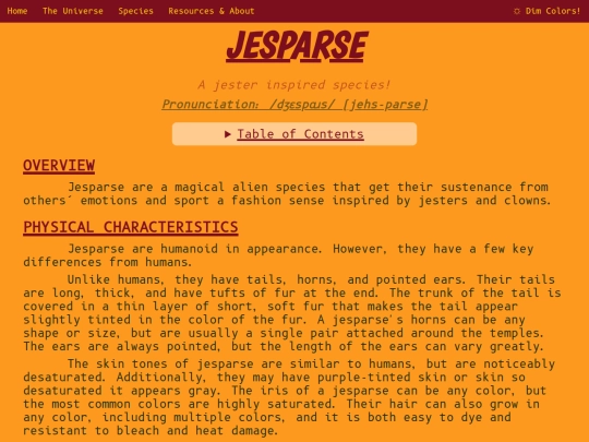 species/jesparse screenshot