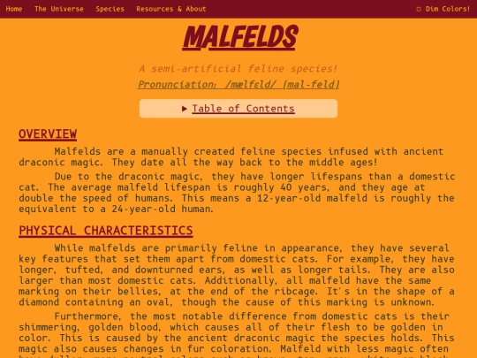 species/malfelds screenshot