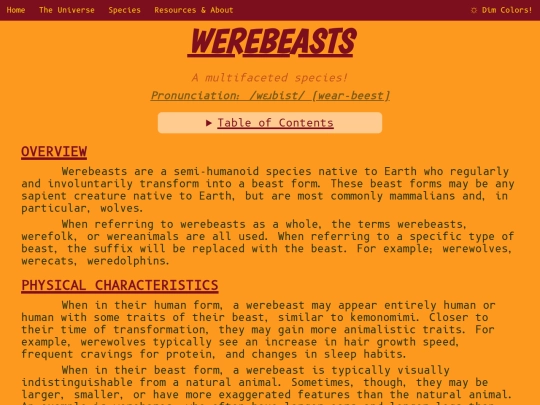 species/werebeasts screenshot