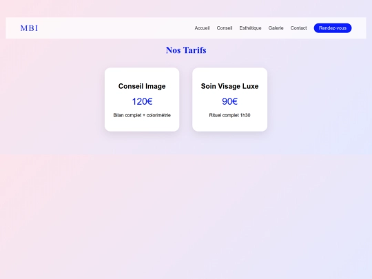 tarifs screenshot