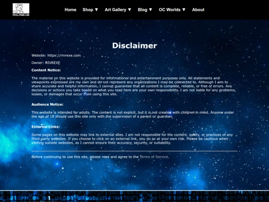 disclaimer screenshot