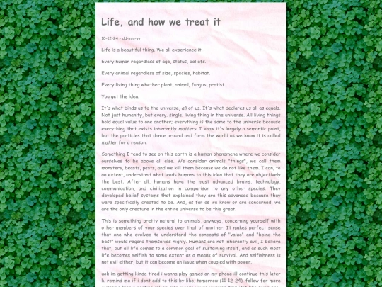 writings/life screenshot