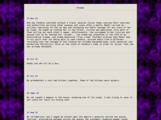 weblogs/dreams screenshot