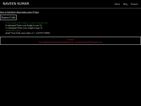 Projects/BMI screenshot