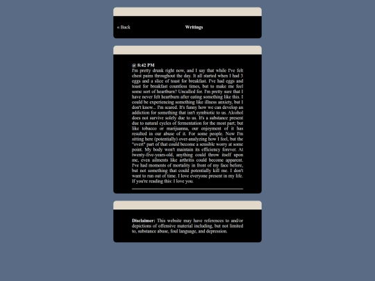 Writings screenshot