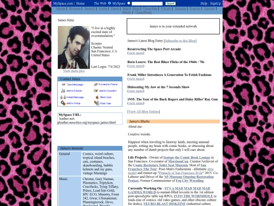 myspace.james screenshot
