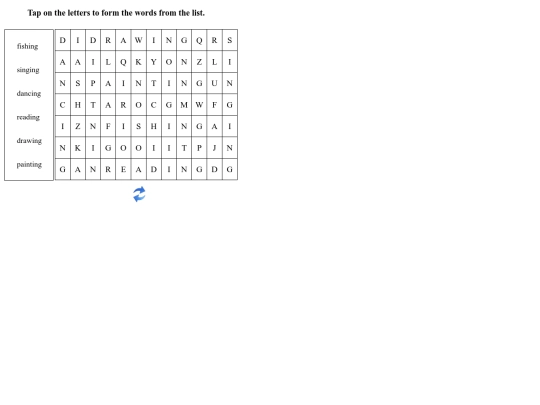 English/Hobbies/word search 2 screenshot