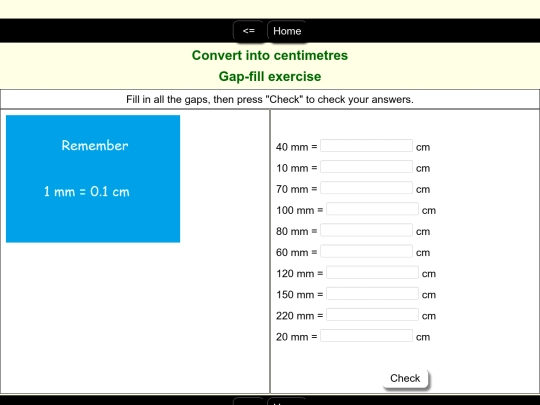 Maths/length/milli screenshot