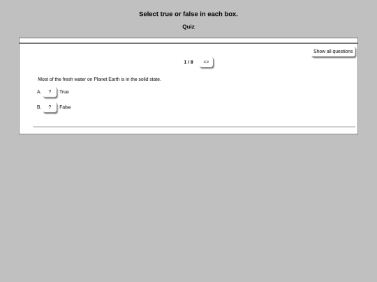 Science/Miscellaneous/True and False Questions/part1 screenshot