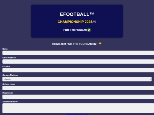 efootball tournament/Registeration screenshot
