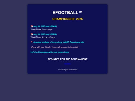 efootball tournament/front screenshot