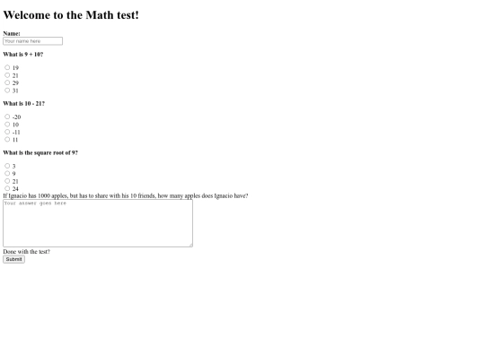 math-test screenshot