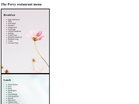 menu screenshot