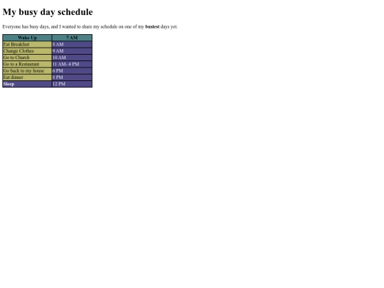 schedule screenshot