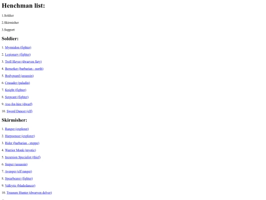 ACKS/Oneshot characters/Henchman/HenchList screenshot