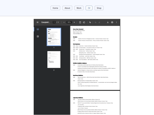 CV screenshot