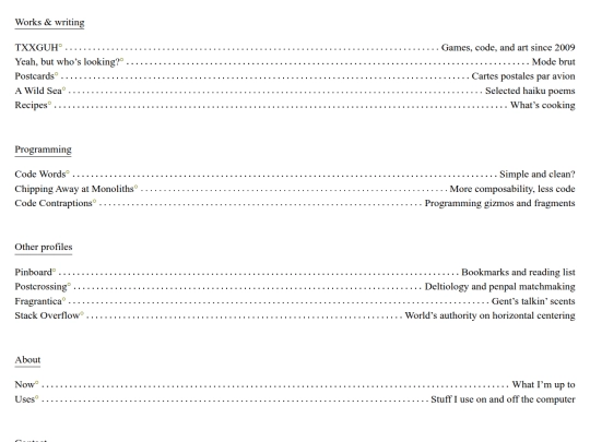 links screenshot