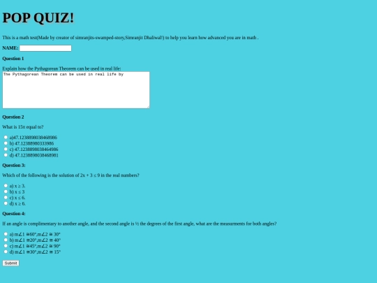 Mathtest screenshot
